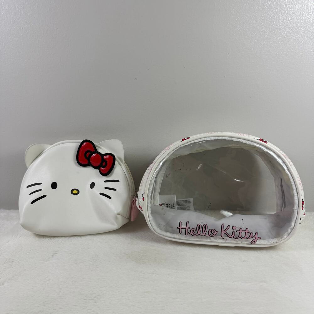 The Crème Shop × Hello Kitty White Travel Makeup Pouch / Bag Set